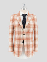 Kiton Orange White Cashmere Cotton Blazer