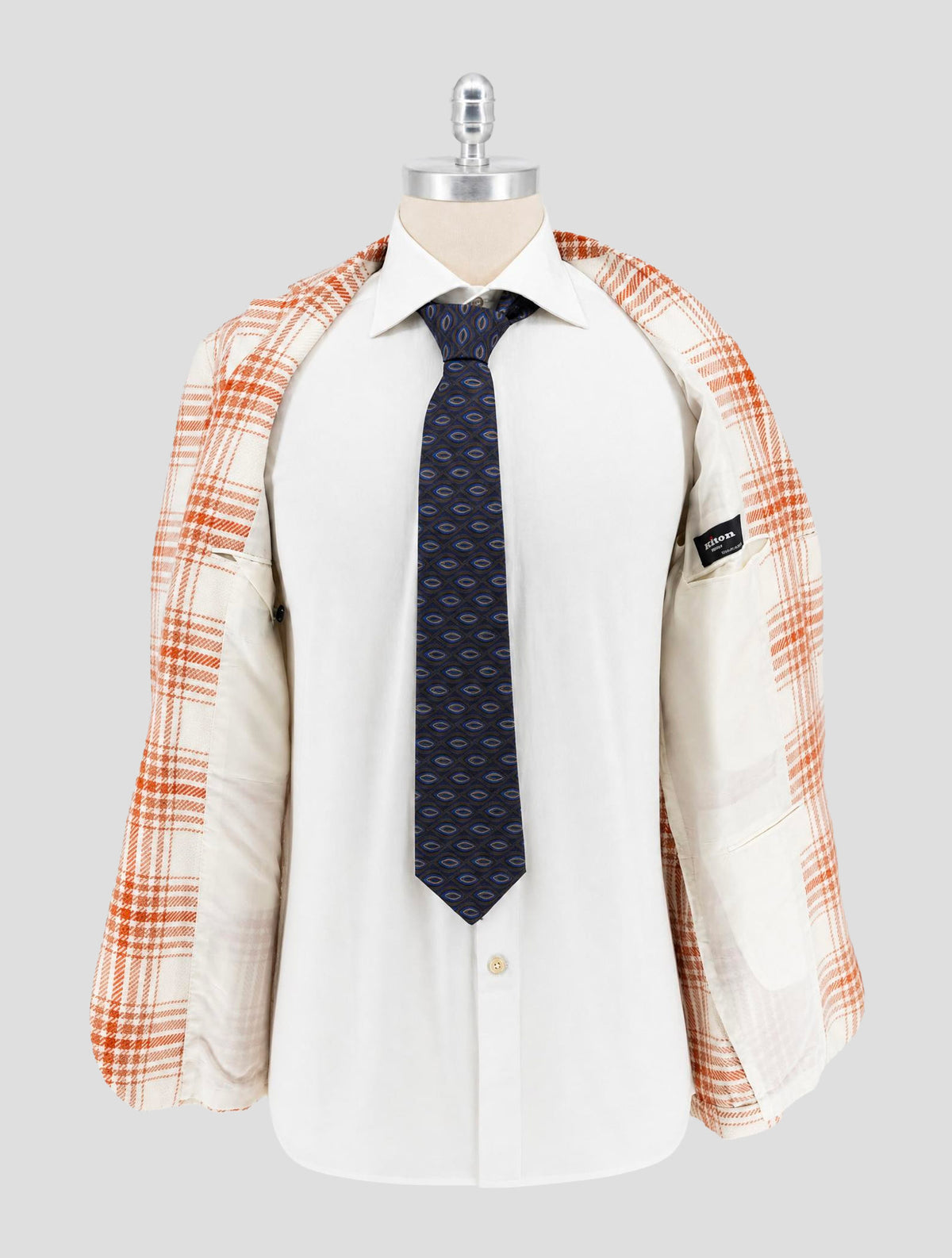 Kiton Orange White Cashmere Cotton Blazer