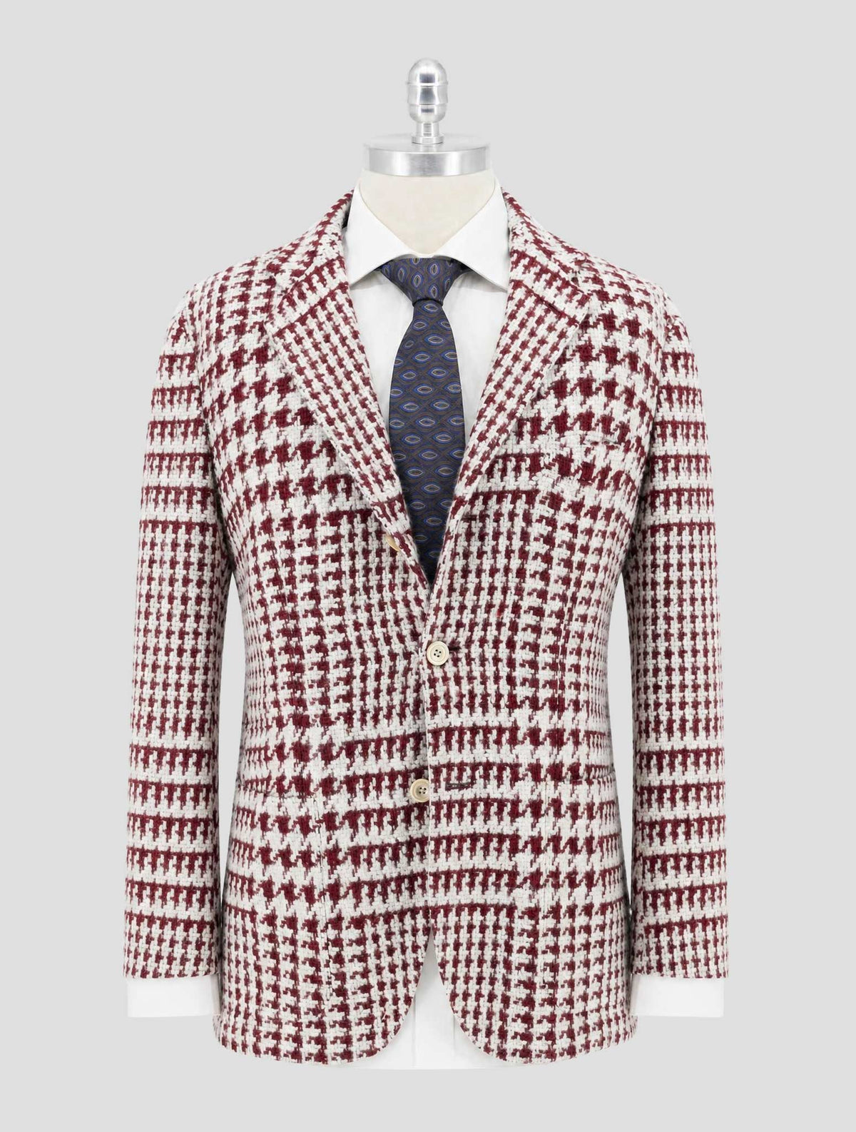 Kiton Burgundy White Cashmere Silk Blazer