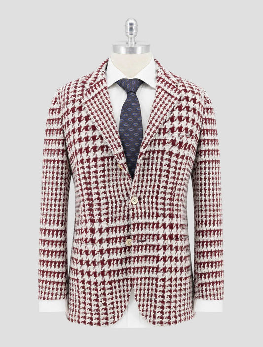 Kiton Burgundy White Cashmere Silk Blazer