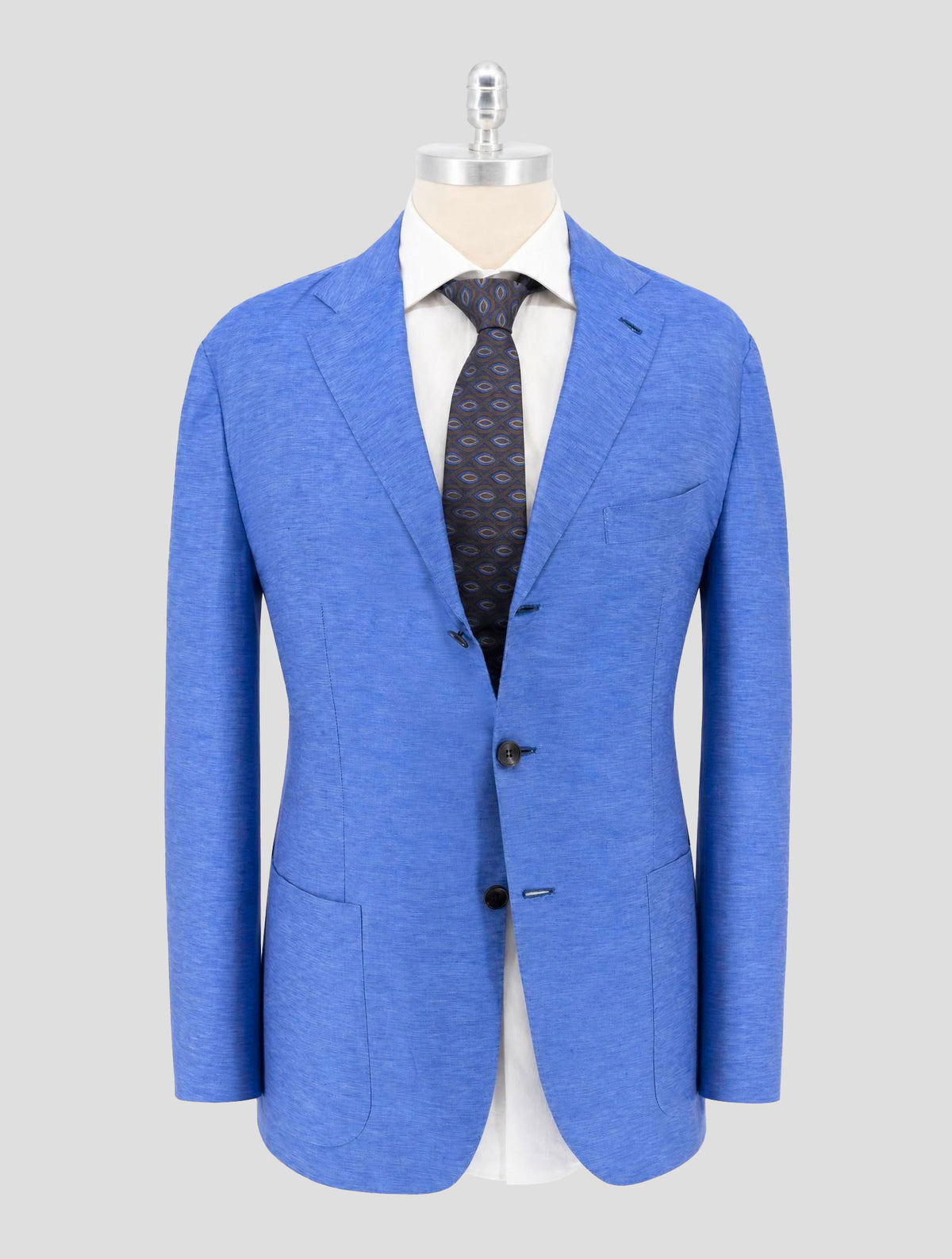Kiton Blue Cotton Linen Blazer