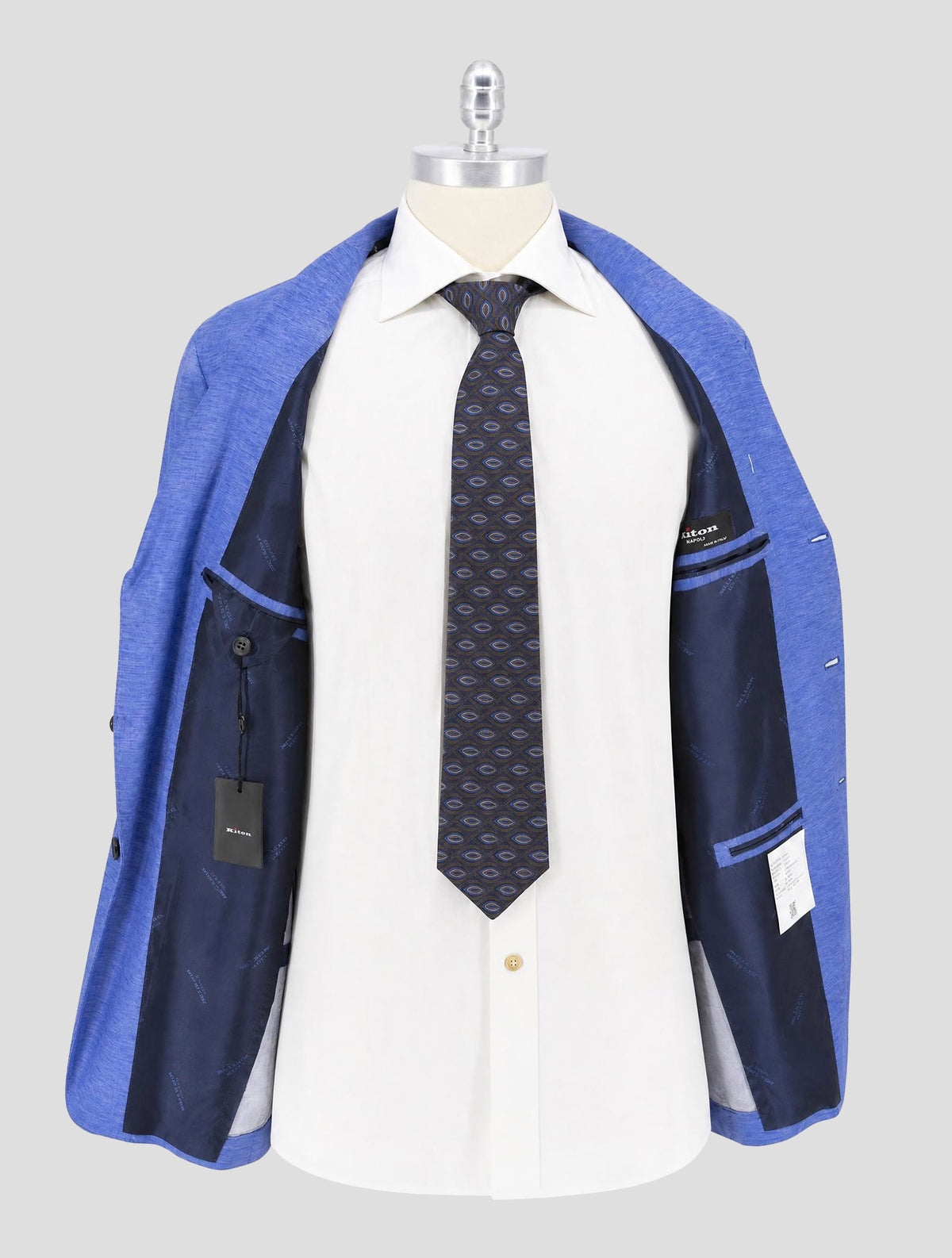 Kiton Blue Cotton Linen Blazer