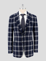 Kiton Blue White Linen Cashmere Blazer