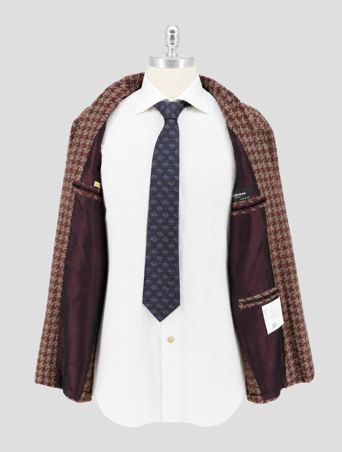 Kiton Burgundy Gray Cashmere Blazer