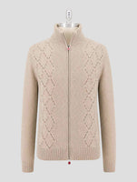 Kiton Beige Cashmere Mink Fur Sweater Full Zip