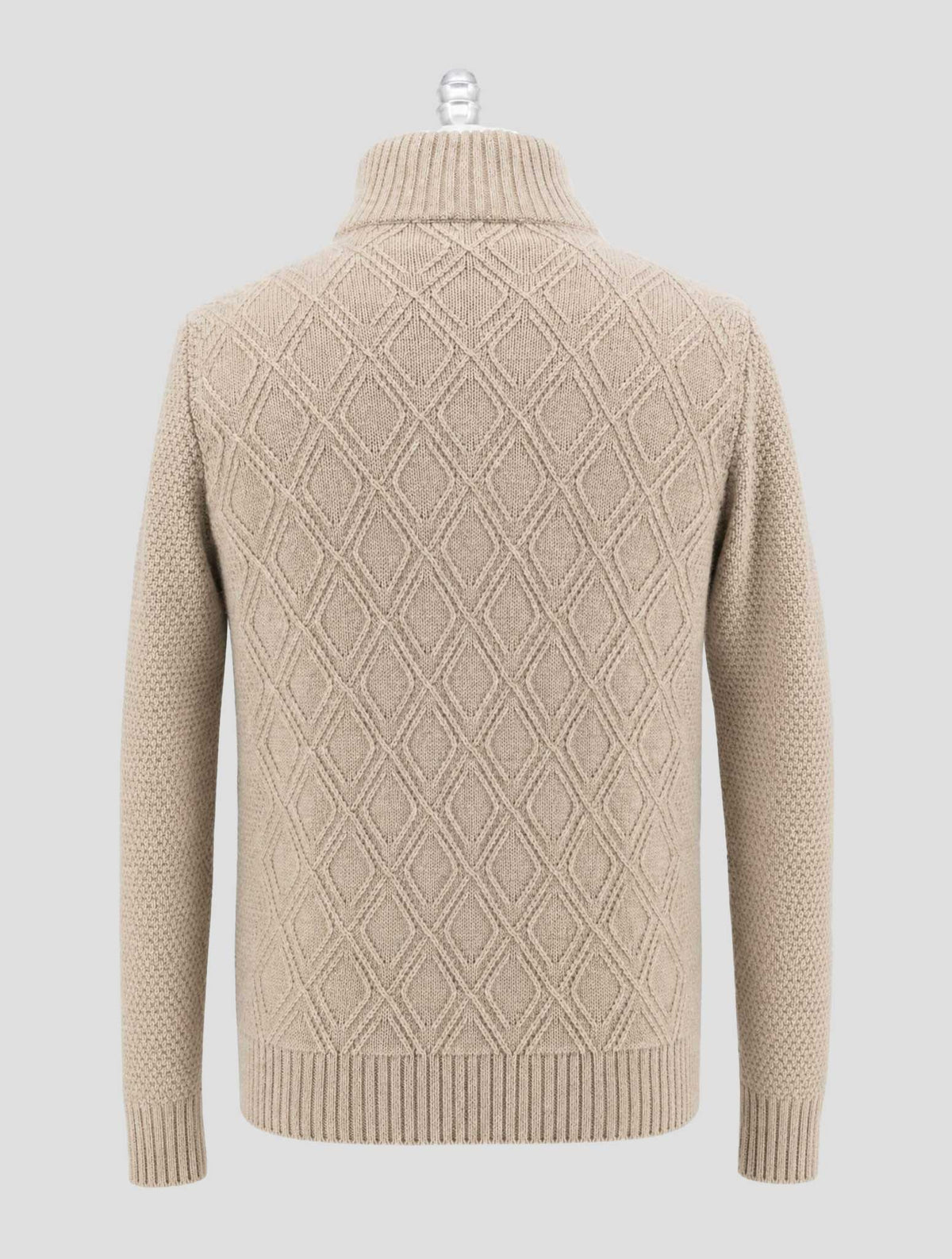 Kiton Beige Cashmere Mink Fur Sweater Full Zip