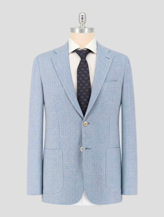 Kiton Light Blue Cashemre Silk Linen Cashmere Pa Blazer