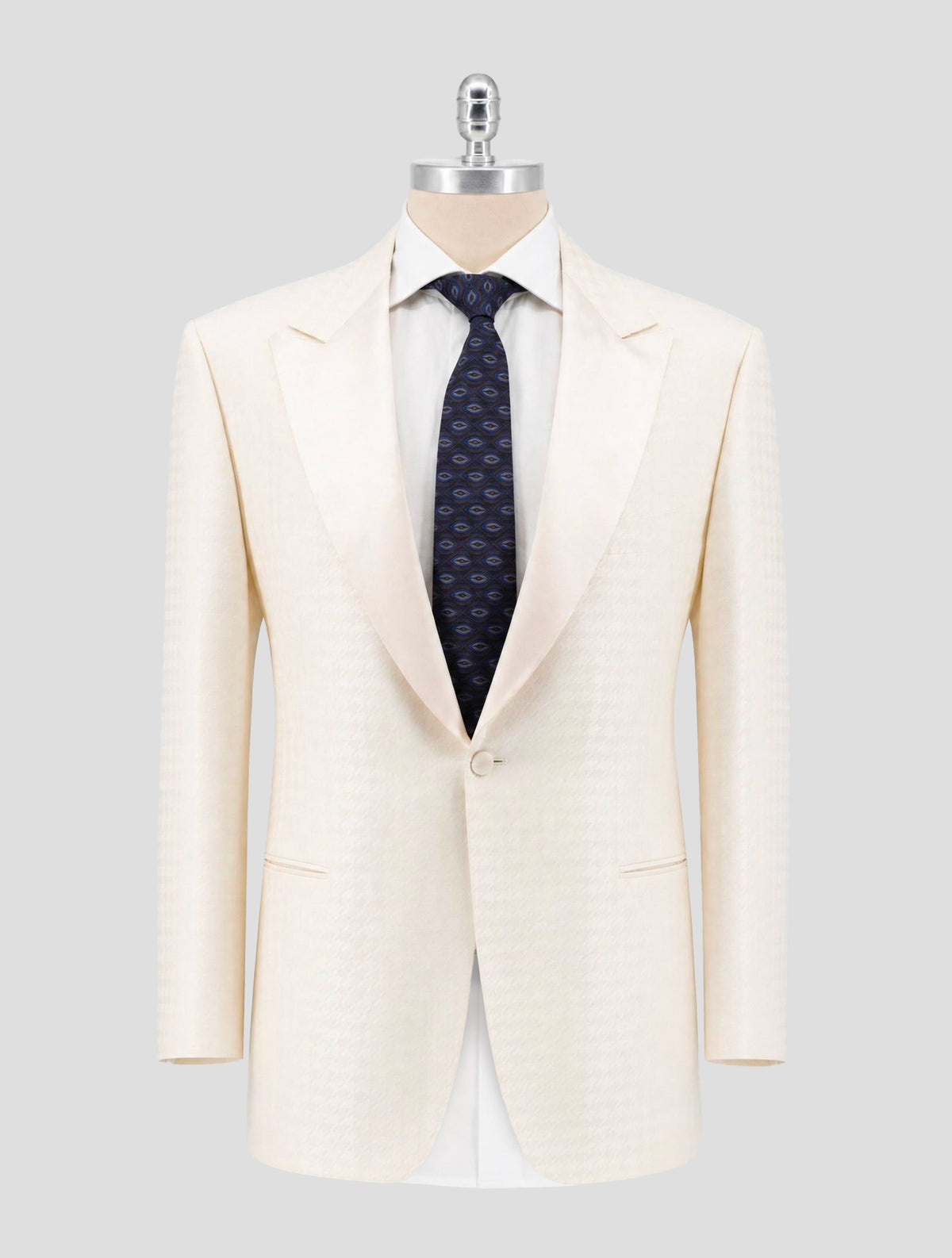 Kiton White Cashmere Silk Linen Smoking Blazer