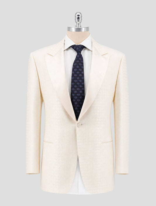 Kiton White Cashmere Silk Linen Smoking Blazer