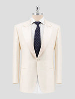 Kiton White Cashmere Silk Linen Smoking Blazer
