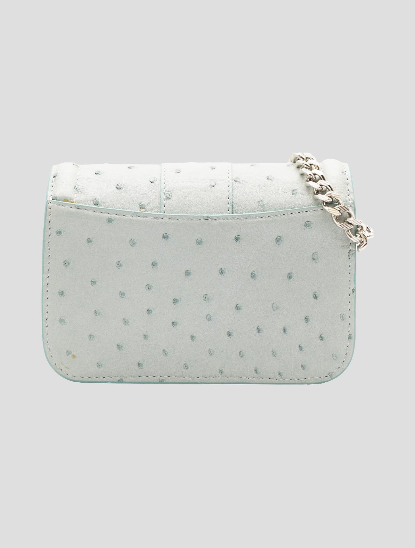 Kiton Light Blue Leather Ostrych Pochette Women