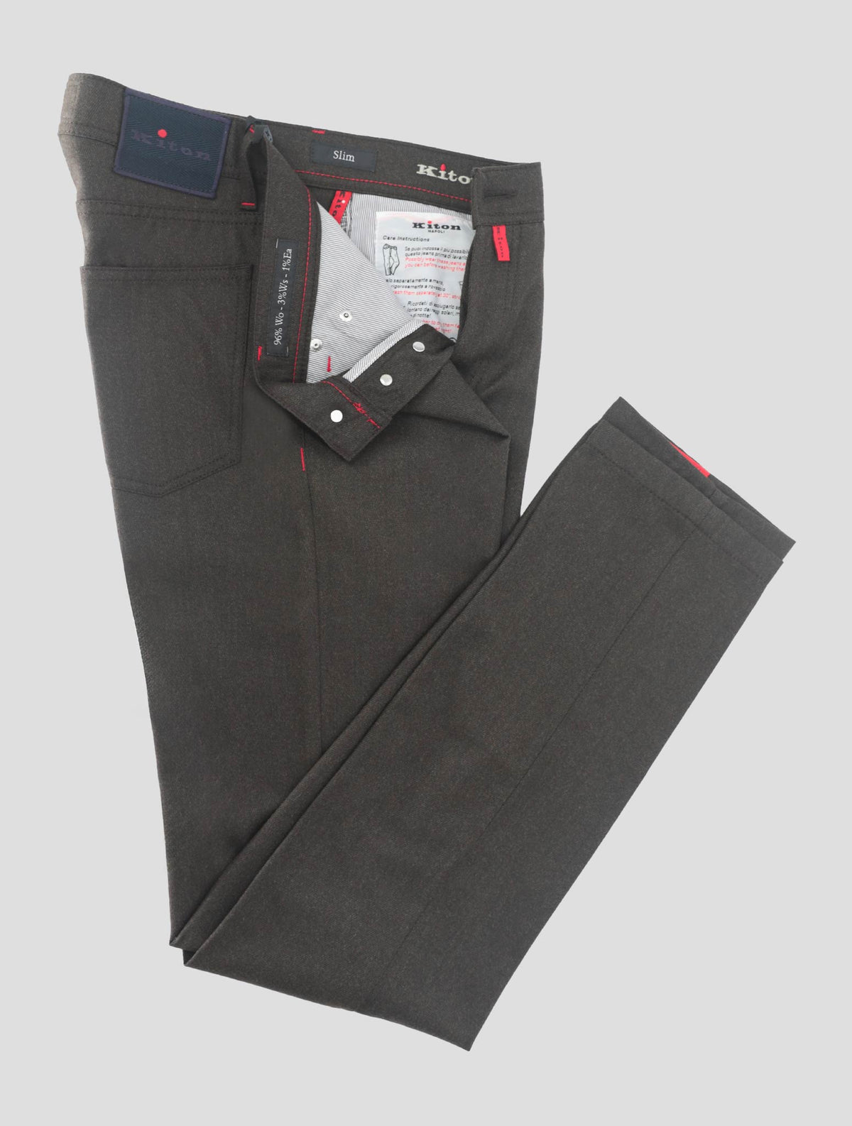 Kiton Dark Brown Virgin Wool Cashmere Ea Jeans