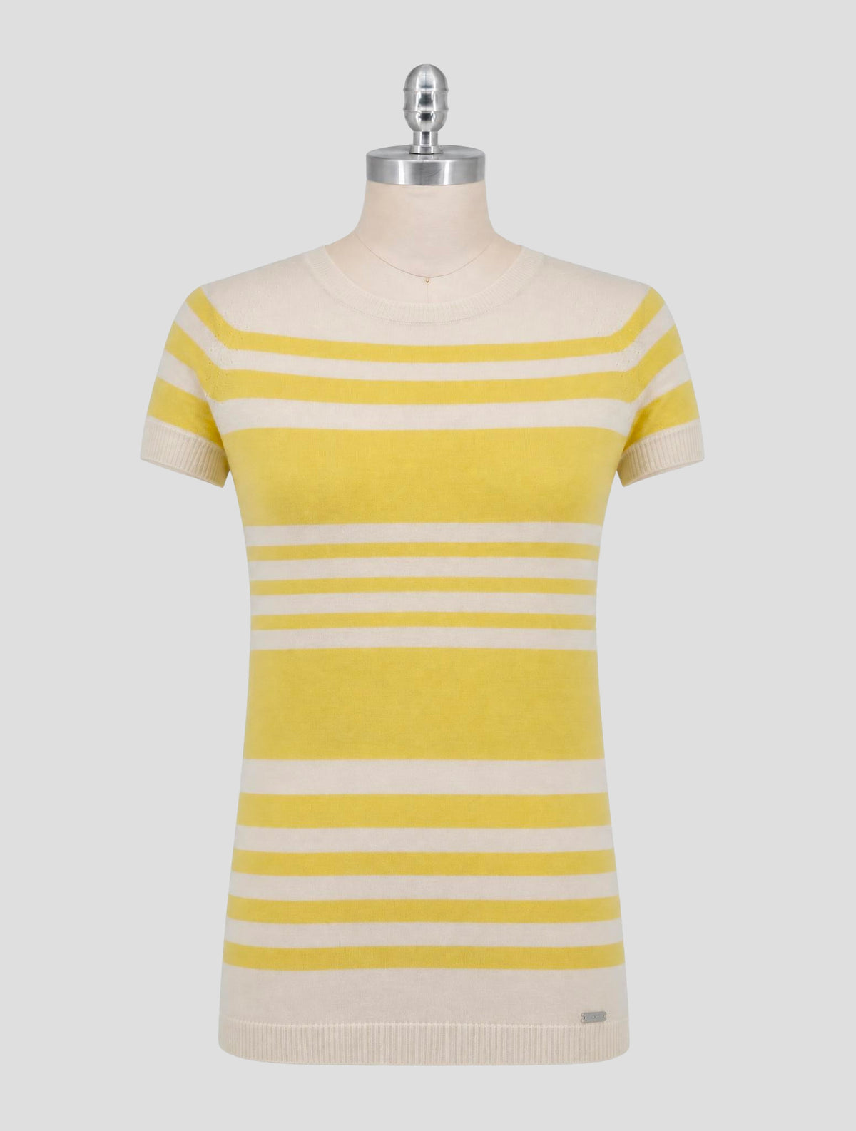 Kiton Yellow White Cashmere Silk T-Shirt Women