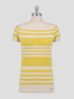 Kiton Yellow White Cashmere Silk T-Shirt Women