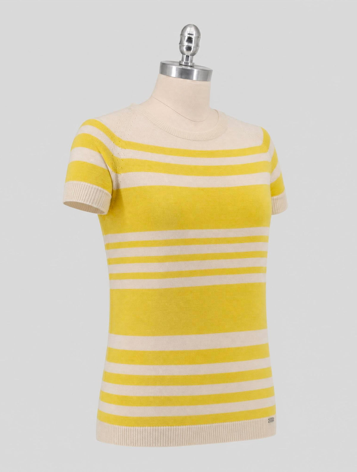 Kiton Yellow White Cashmere Silk T-Shirt Women