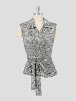 Kiton Brown White Silk Shirt Women