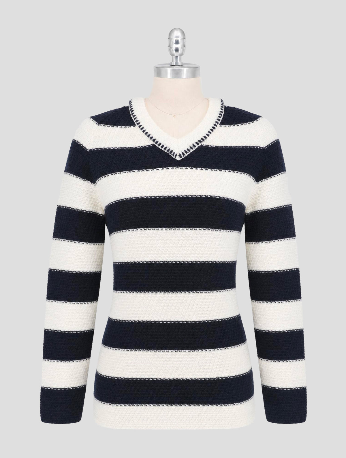 Kiton Blue Wool Sweater V-Neck Women