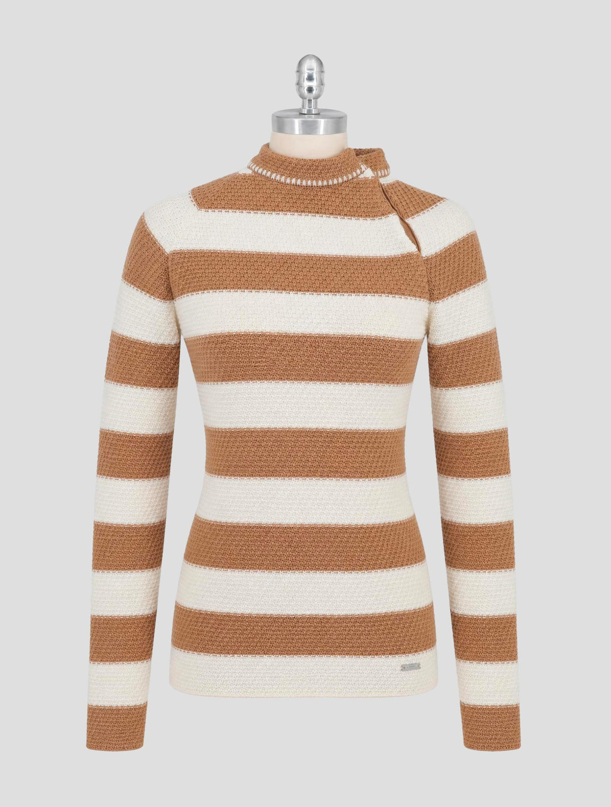 Kiton Brown White Wool Sweater V-Neck Women