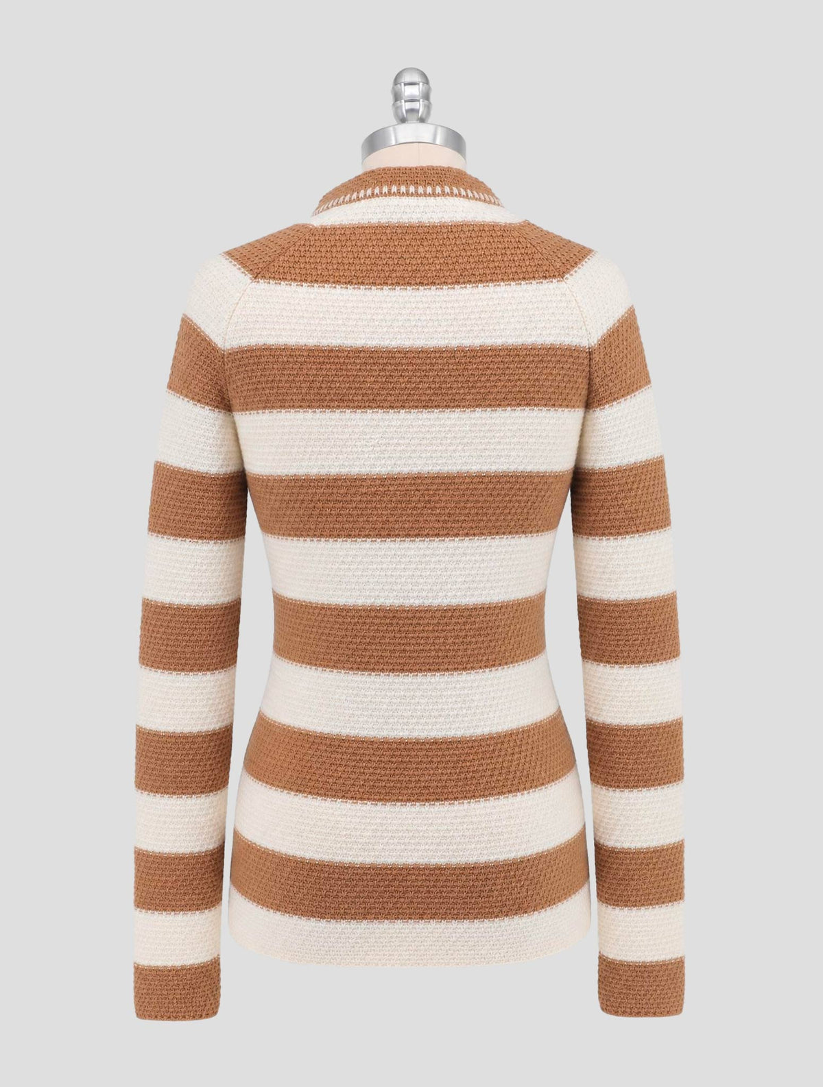 Kiton Brown White Wool Sweater V-Neck Women
