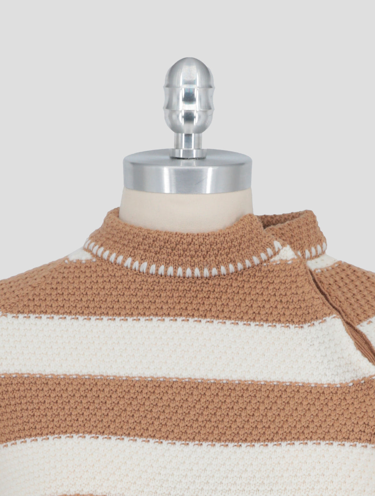 Kiton Brown White Wool Sweater V-Neck Women