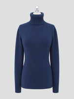 Kiton Blue Cashmere Sweater Turtleneck Women