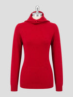 Kiton Red Cashmere Sweater Hoodie Women