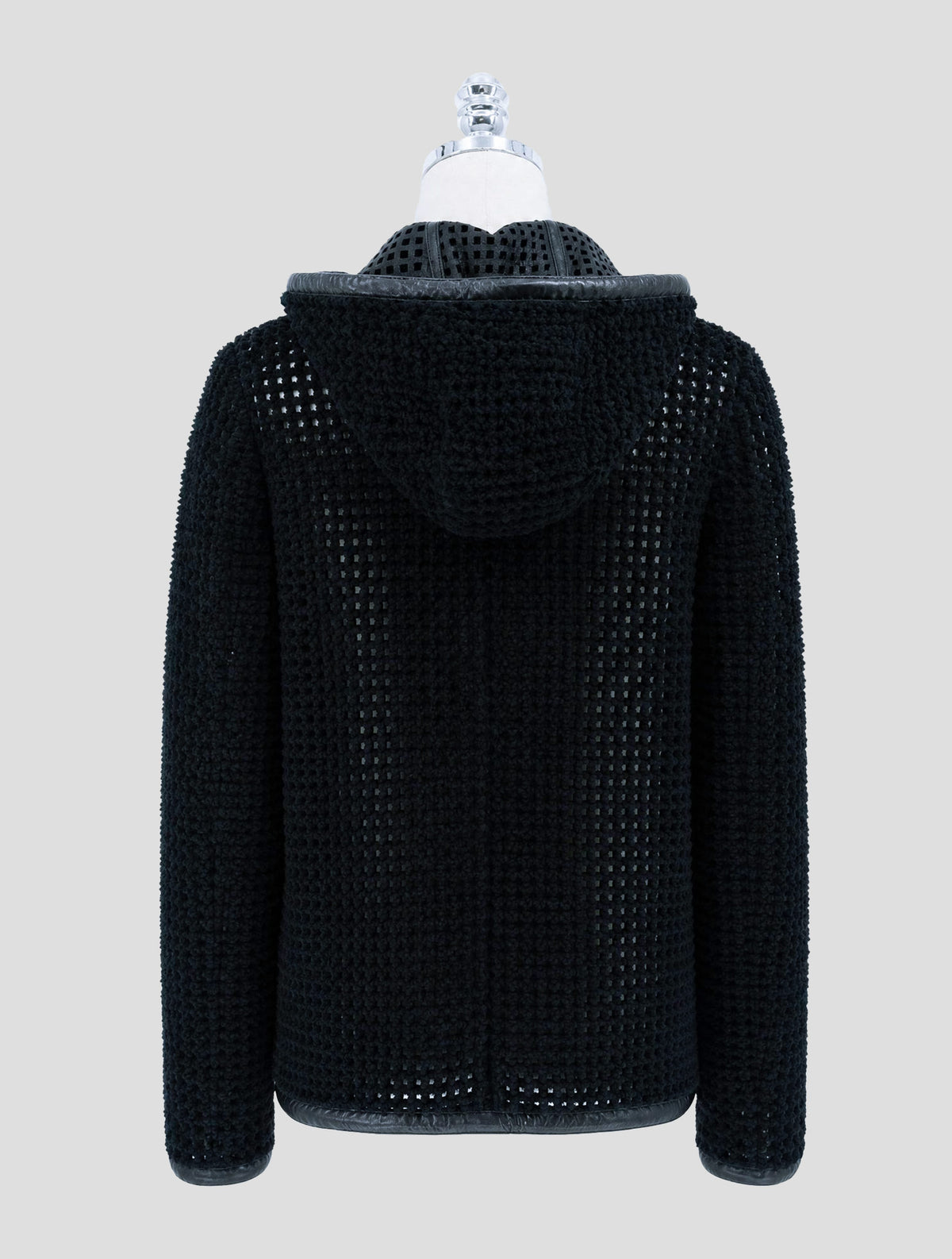 Kiton Dark Blue Leather Shearling Coat Women