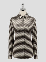 Kiton Brown White Silk Shirt Woman