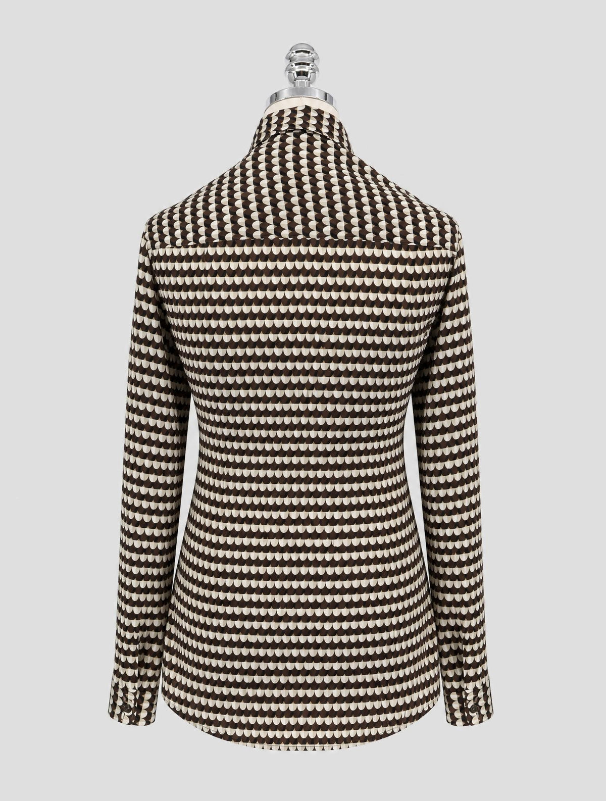 Kiton Brown White Silk Shirt Woman