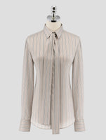 Kiton Gray Blue Silk Shirt Women