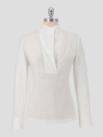 Kiton White Linen Sweater V-Neck Women