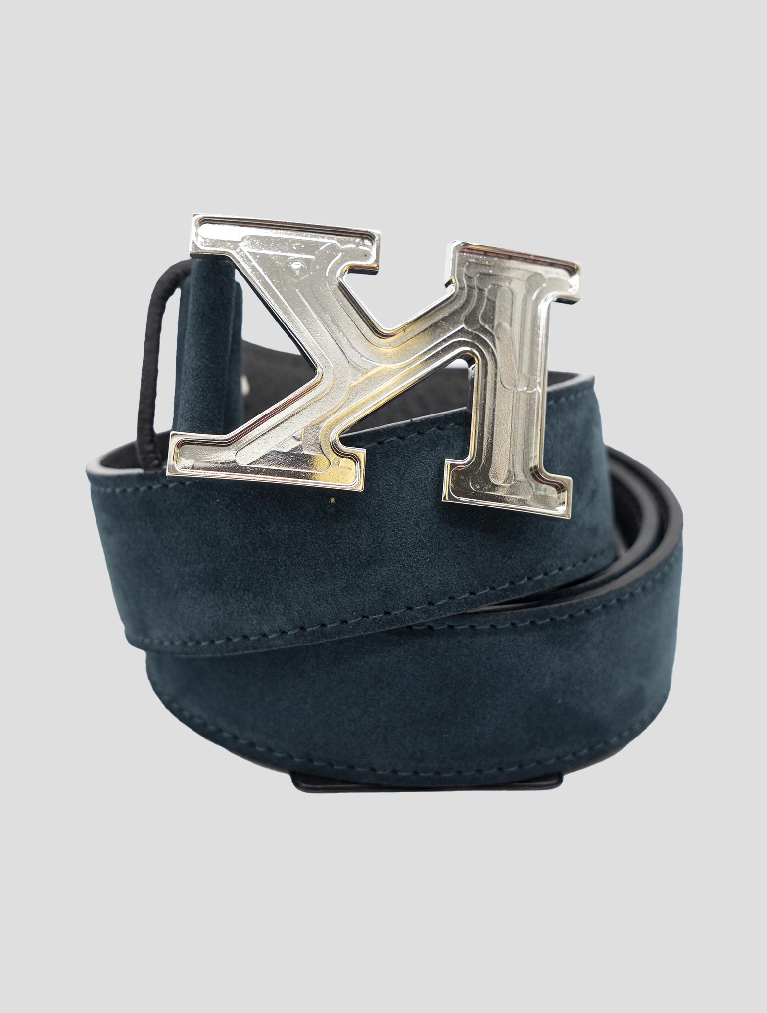 Kiton Dark Green Leather Suede Belt