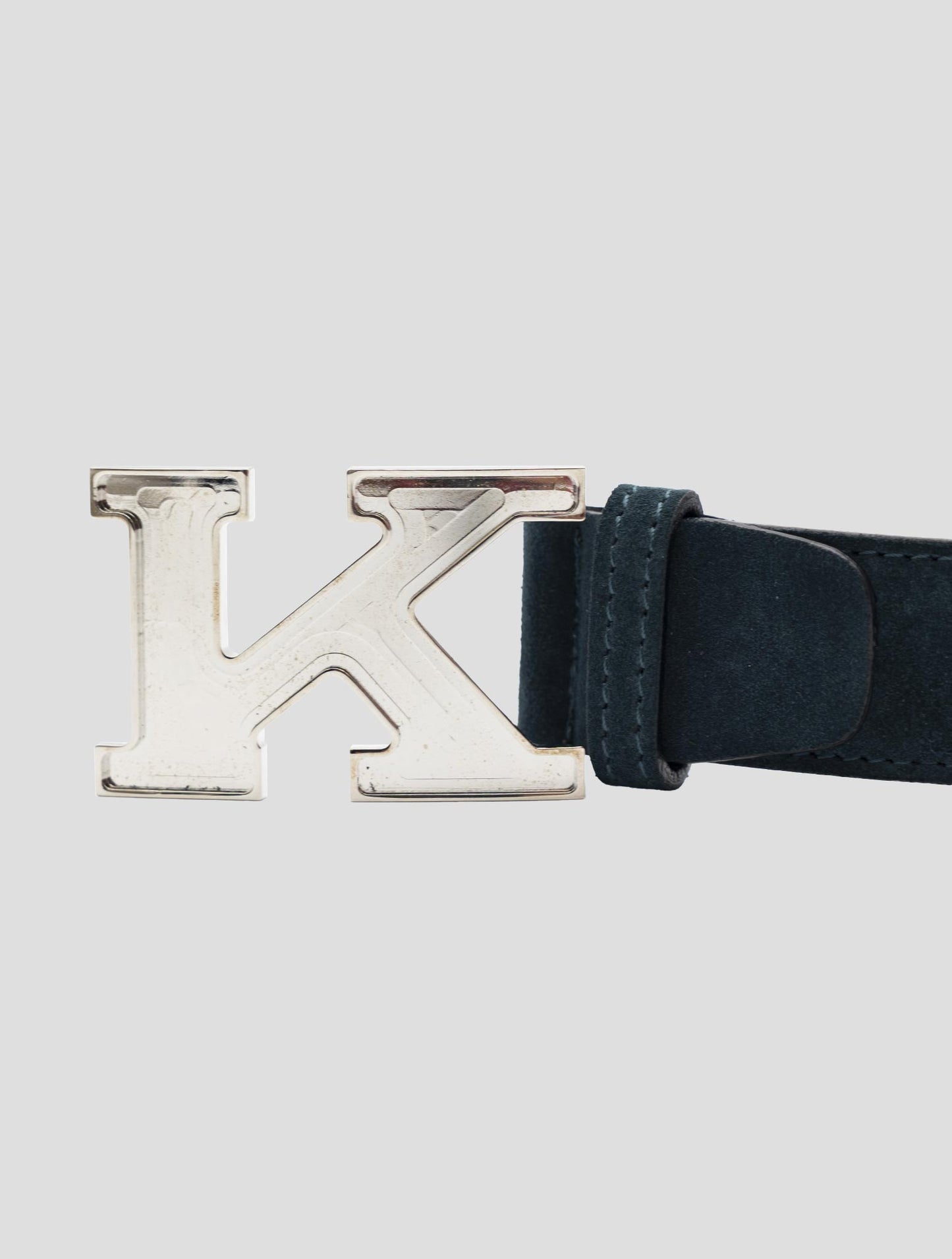 Kiton Dark Green Leather Suede Belt