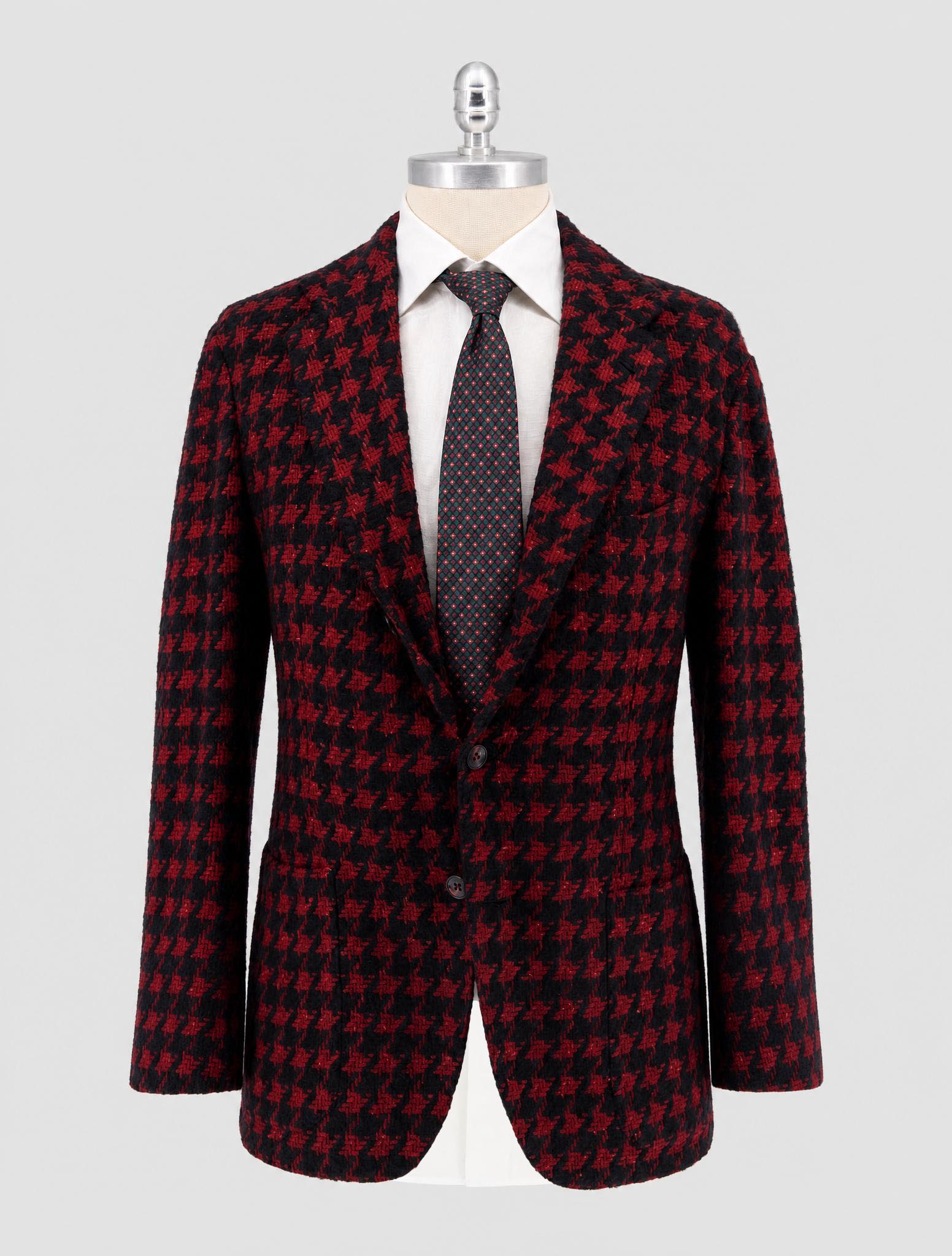 Kiton Burgundy Black Cashmere Silk Blazer