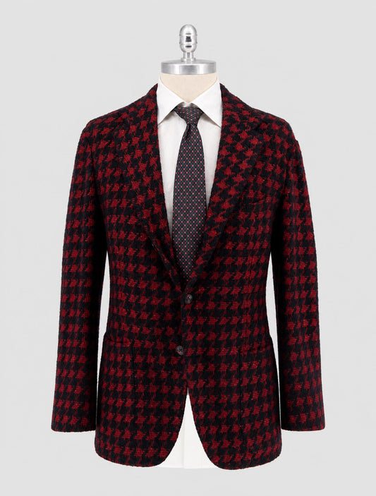 Kiton Burgundy Black Cashmere Silk Blazer