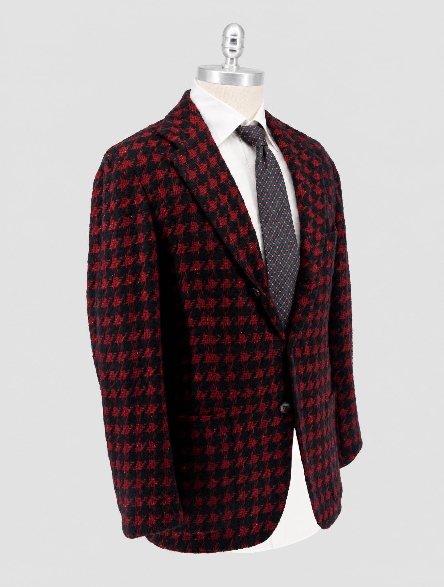 Kiton Burgundy Black Cashmere Silk Blazer