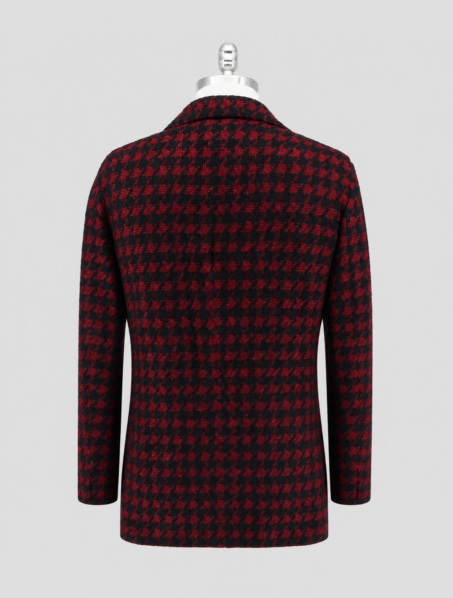 Kiton Burgundy Black Cashmere Silk Blazer