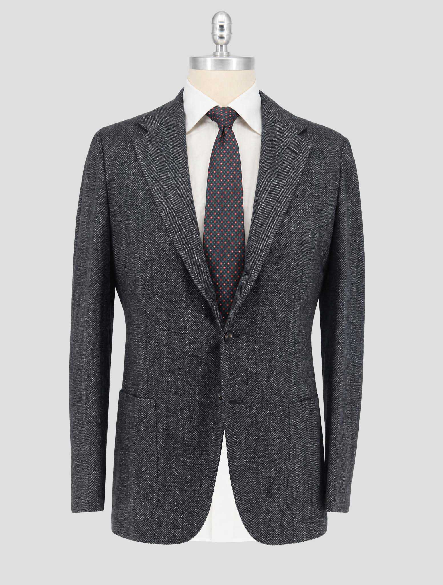 Kiton Gray Cashmere Virgin Wool Silk Linen Blazer