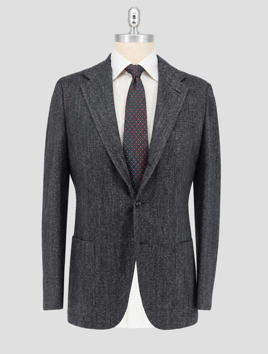 Kiton Gray Cashmere Virgin Wool Silk Linen Blazer