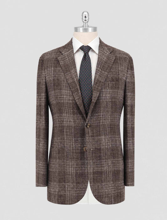 Kiton Brown Cashmere Virgin Wool Silk Linen Pa Ea Blazer