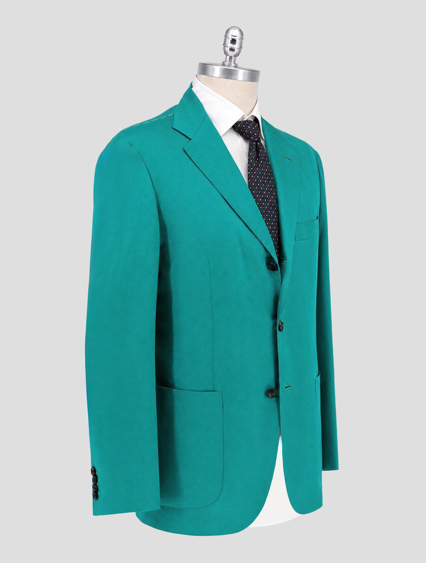 Kiton Green Cotton Linen Blaazer