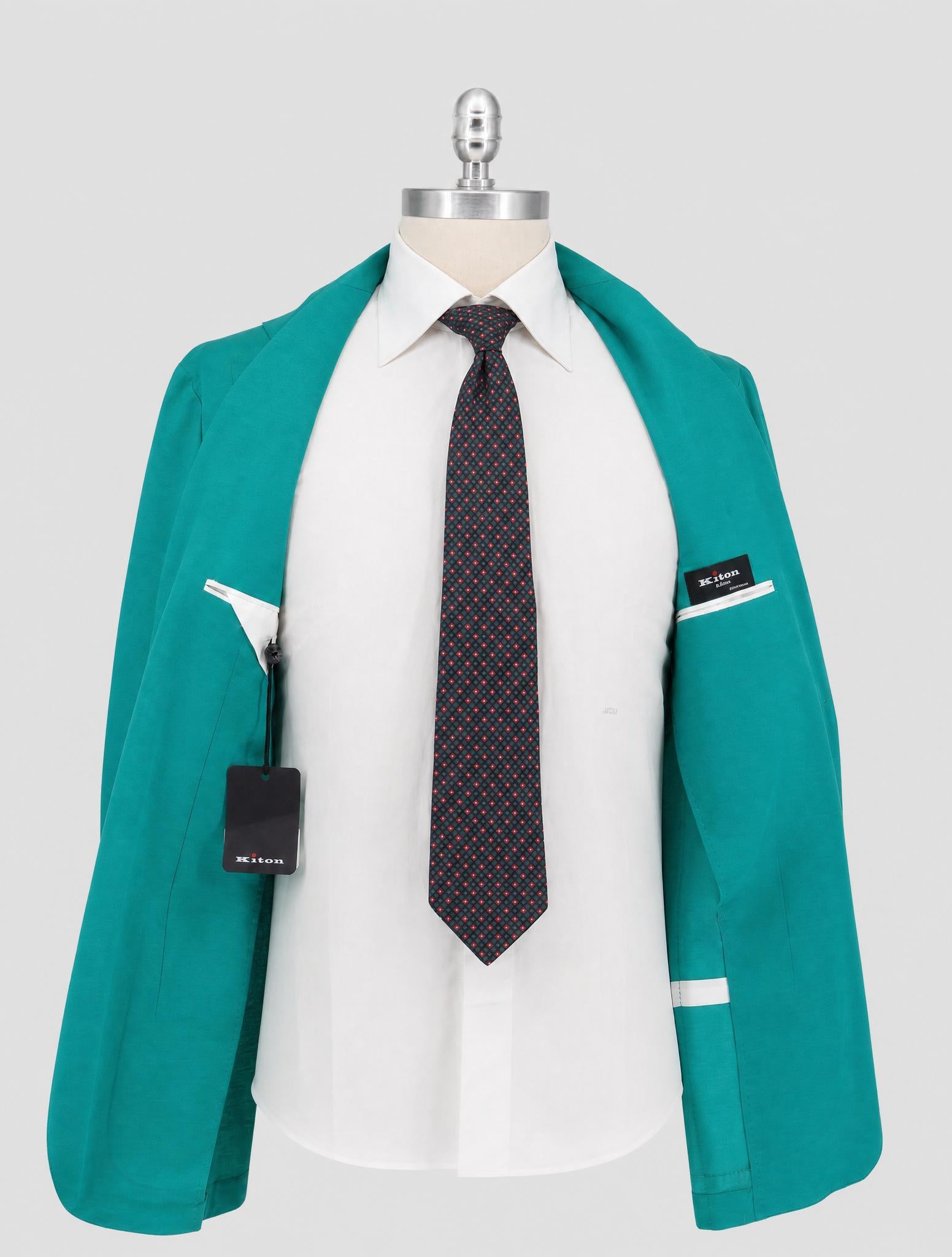 Kiton Green Cotton Linen Blaazer
