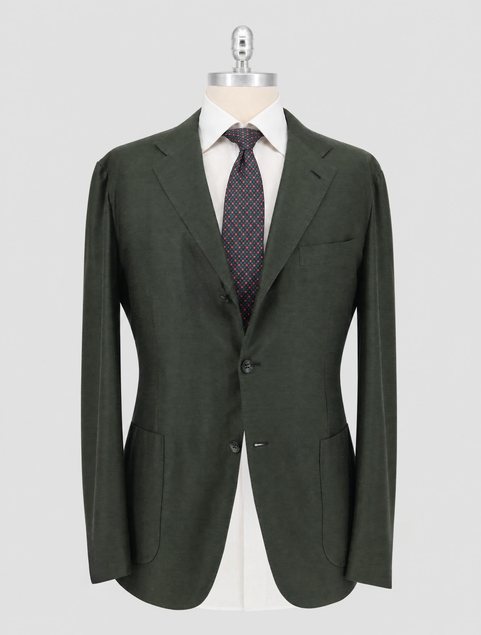 Kiton Green Cotton Silk Cashmere Blazer