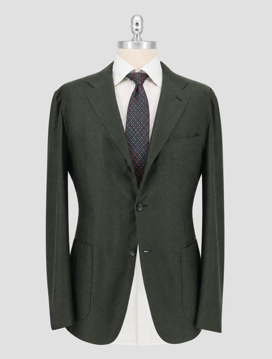 Kiton Green Cotton Silk Cashmere Blazer