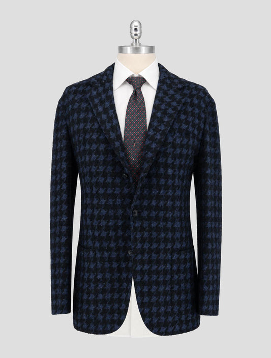 Kiton Blue Black Cashmere Silk Blazer