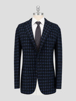 Kiton Blue Black Cashmere Silk Blazer