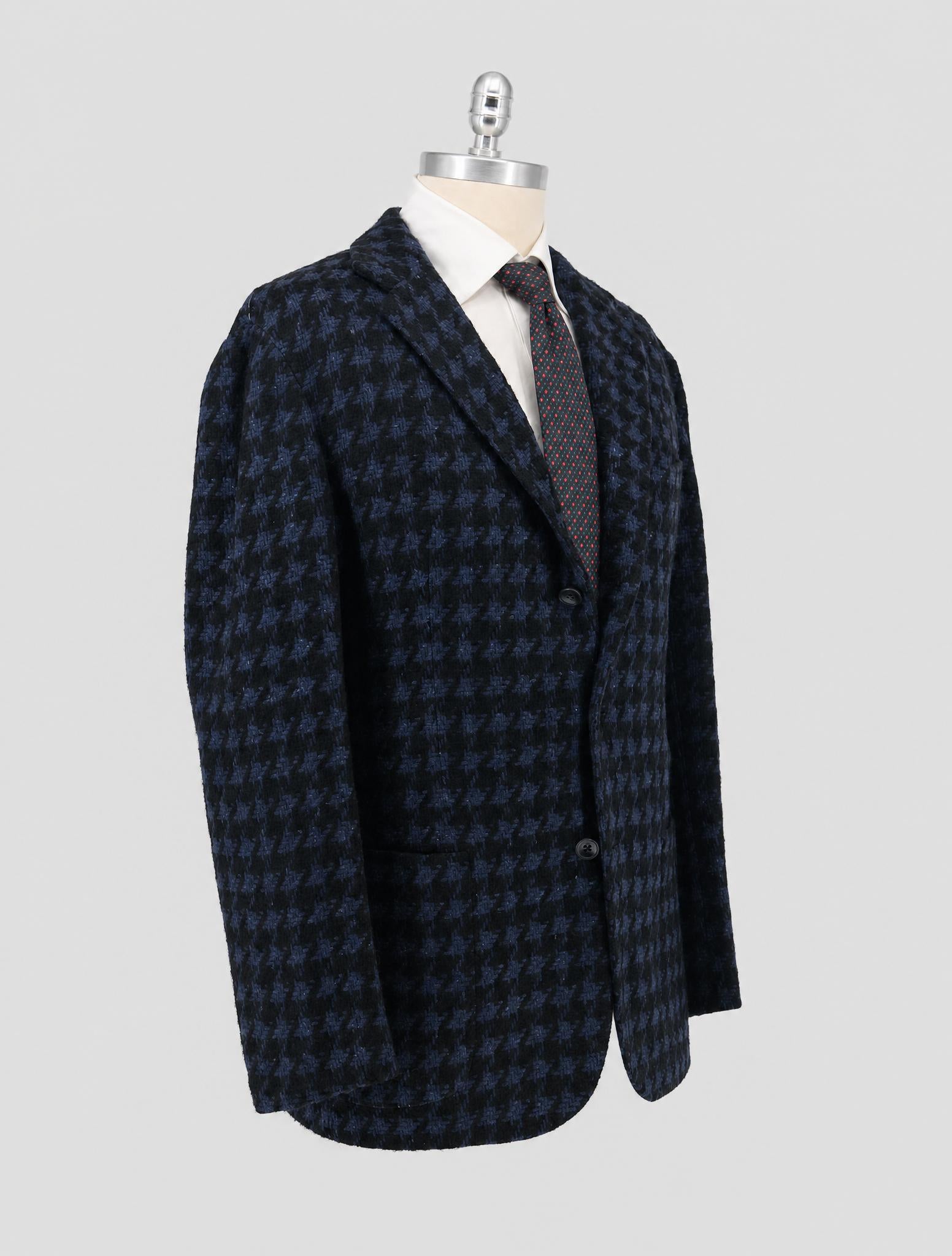 Kiton Blue Black Cashmere Silk Blazer