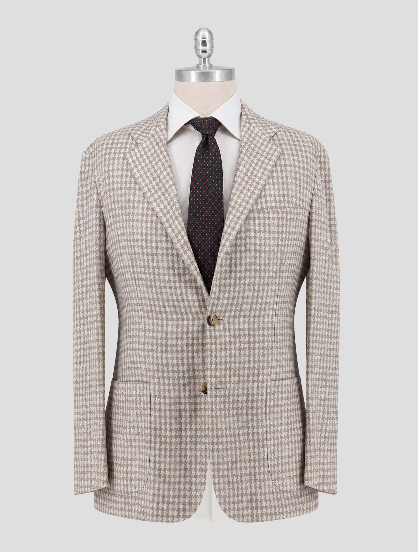 Kiton Brown Linen Cashmere Virgin Wool Blazer