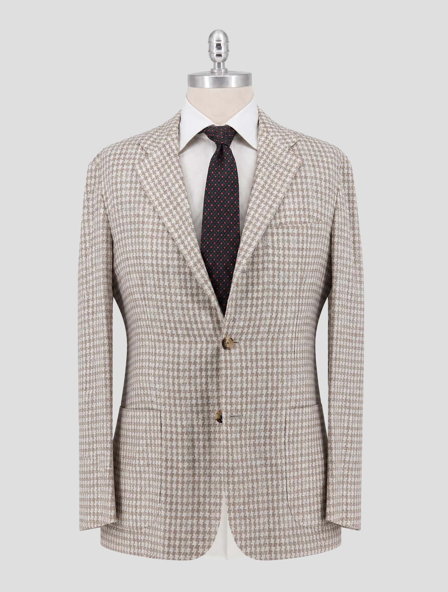 Kiton Brown Linen Cashmere Virgin Wool Blazer