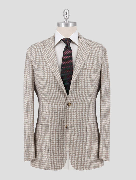 Kiton Brown Linen Cashmere Virgin Wool Blazer